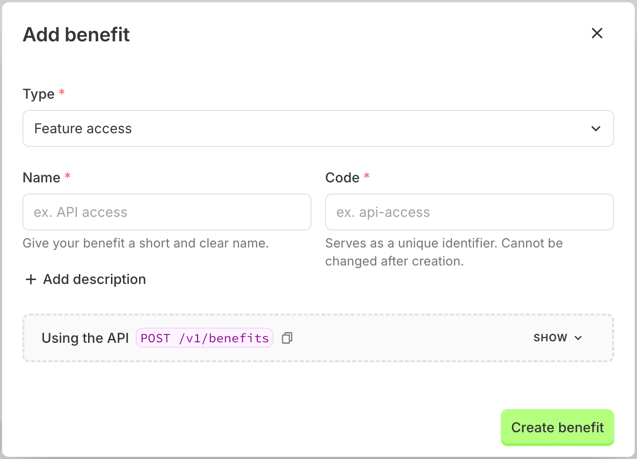 Create a benefit